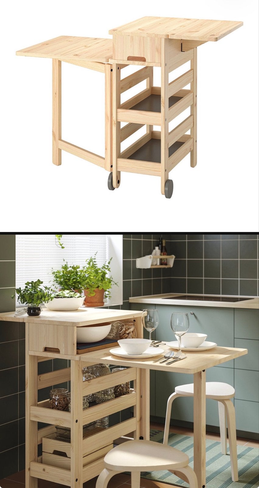 Ikea Resaro keukentrolley / eettafel, zo goed als nieuw, Huis en Inrichting, Ophalen, Tot twee personen, 50 tot 100 cm, Zo goed als nieuw
