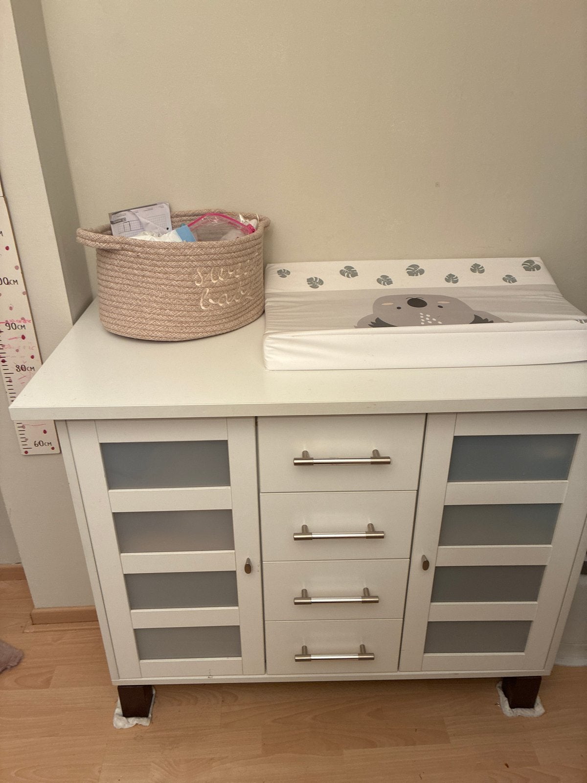 Witte commode met lades en deuren, Ophalen, Gebruikt, 50 tot 70 cm, 100 cm of meer