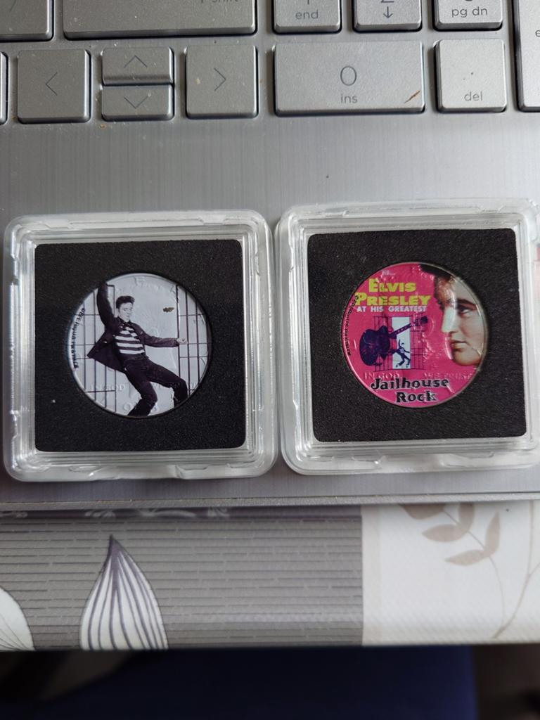 Elvis Presley munten 2 maal - Jailhouse Rock, Ophalen of Verzenden, Overige thema's