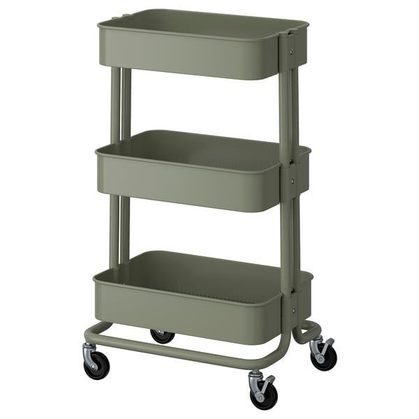 Roltafel Raskog Ikea grijsgroen, Ophalen of Verzenden, Zo goed als nieuw