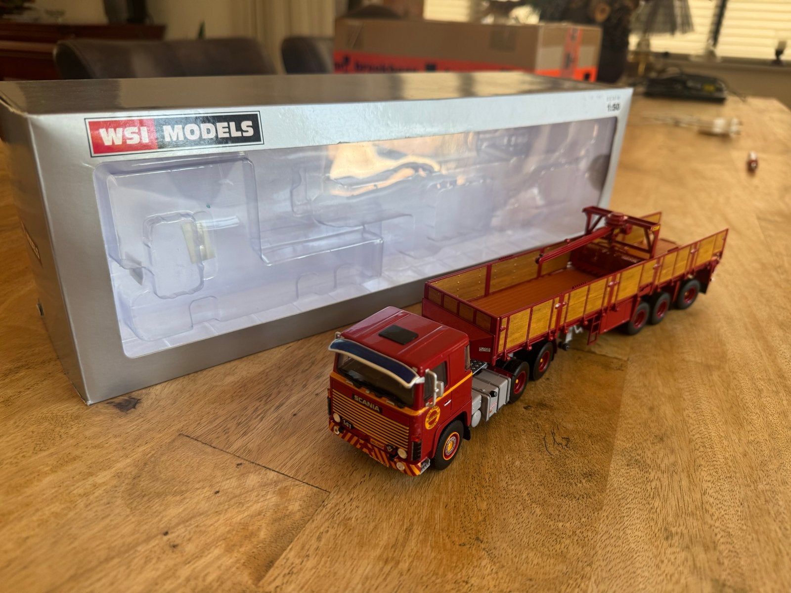 WSI Scania Holtrop met 3 assige hulo steentrailer, Ophalen of Verzenden, Zo goed als nieuw, Bus of Vrachtwagen, Wsi