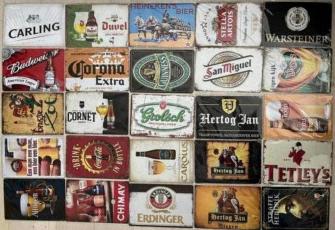 Metalen wandbord Bier 20x30 cm (3 voor 21€) Aanbieding!, Ophalen of Verzenden, Zo goed als nieuw, Reclamebord