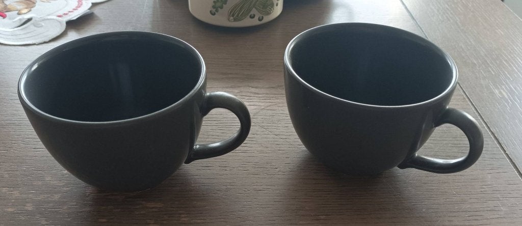 Set van 2 donkergrijze soepkommen, Gebruikt, Overige merken, Keramiek, Ophalen of Verzenden