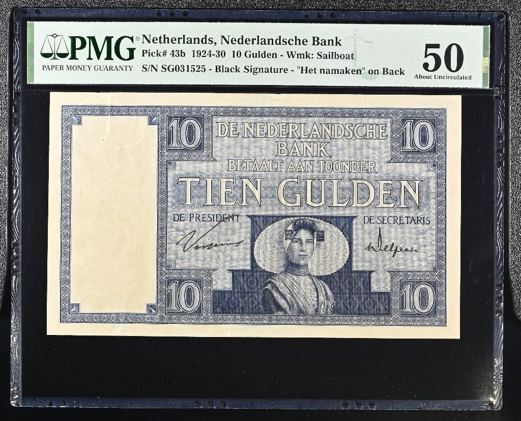 10 Gulden 1924-1930 Zeeuws Meisje PMG 50, Postzegels en Munten, Bankbiljetten | Nederland, Verzenden, 10 gulden, Los biljet