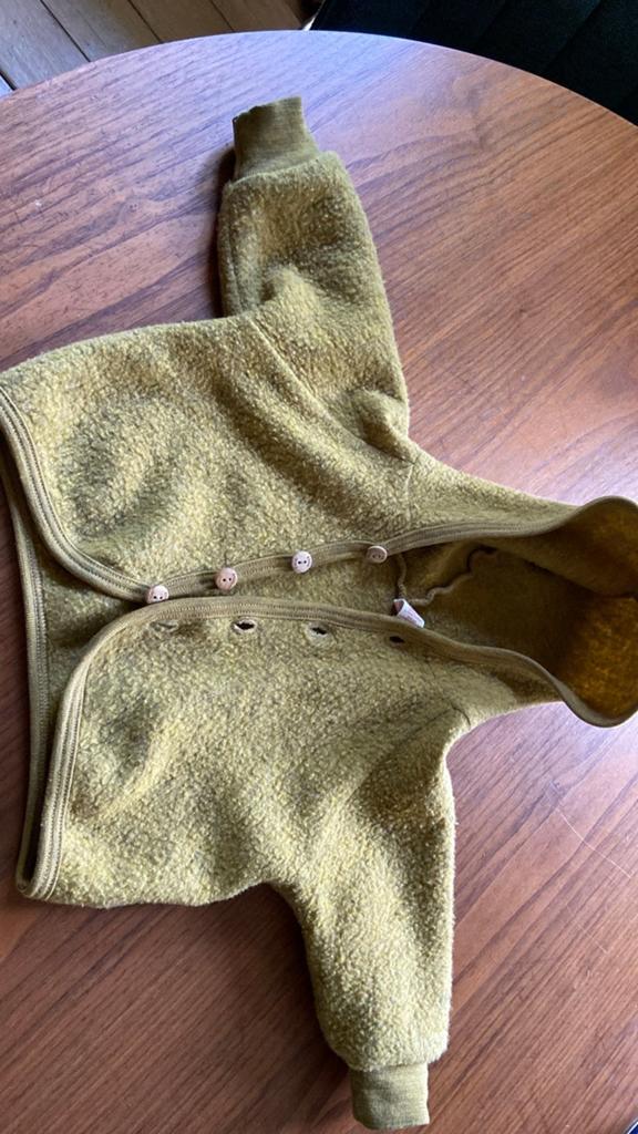 Engel natur wollen jasje mosterdkleur maat 62/68, Ophalen, Zo goed als nieuw, Jongetje of Meisje, Jasje