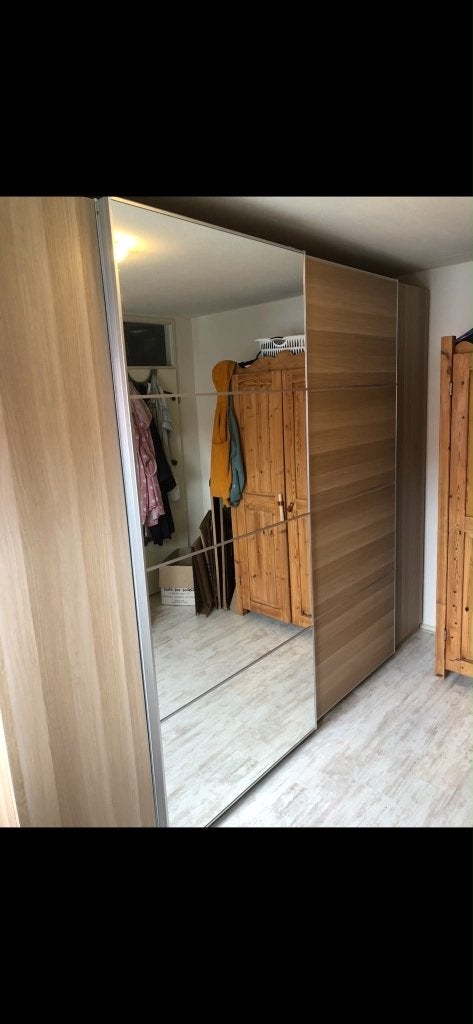 IKEA PAX kledingkast 300x236 – schuifdeuren/spiegel, Ophalen, Gebruikt, Eikenhout, 200 cm of meer
