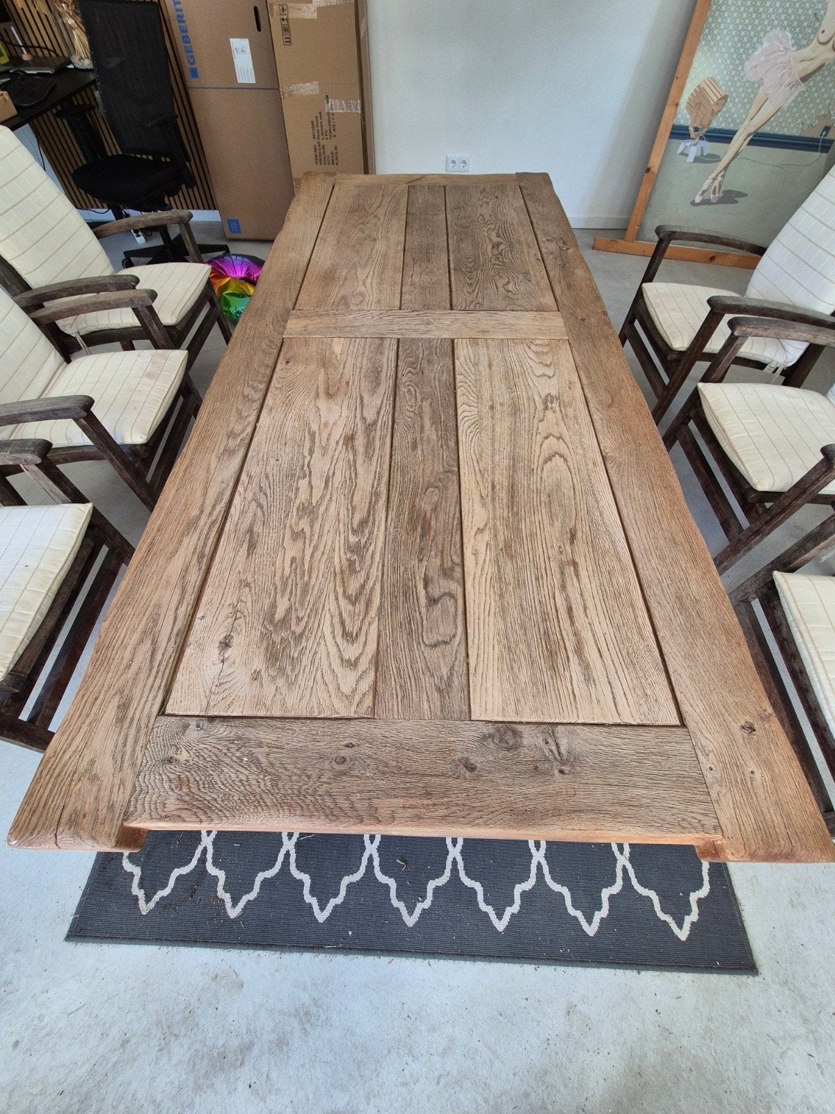 kloostertafel -robuuste eikehouten eettafel, Huis en Inrichting, Tafels | Eettafels, Ophalen, Gebruikt, Eikenhout, 200 cm of meer