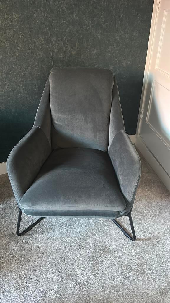 Fauteuil velvet groen/blauw, Huis en Inrichting, Fauteuils, Zo goed als nieuw, Stof, 50 tot 75 cm, 75 tot 100 cm, Ophalen