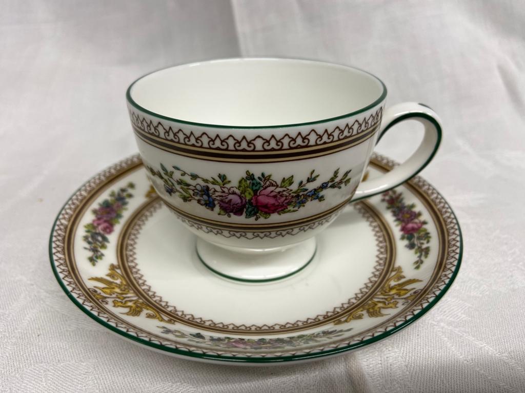 Wedgwood Columbia kop en schotel met groene rand, Ophalen of Verzenden