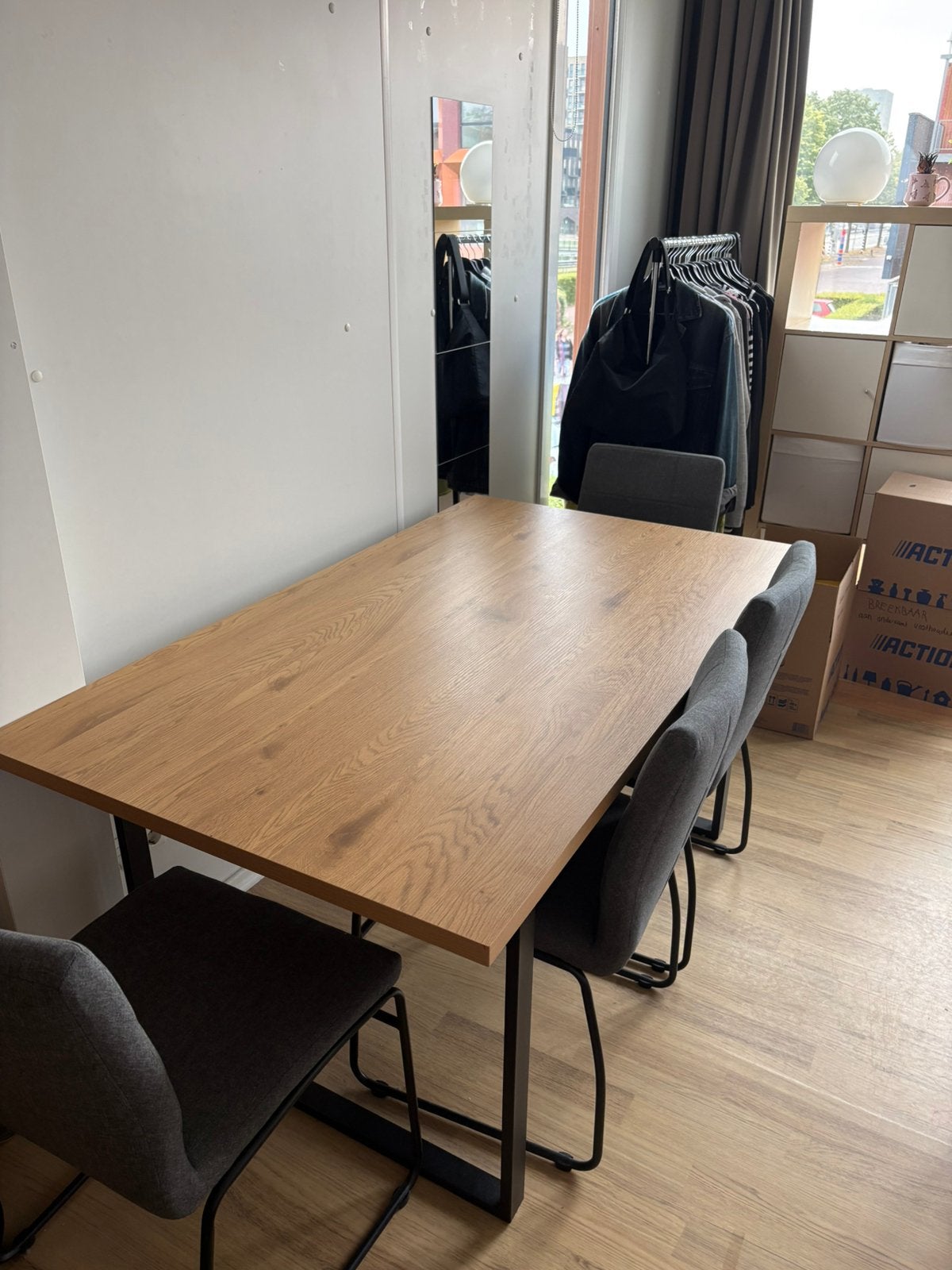 Houten eettafel Jysk, Ophalen, Gebruikt, 50 tot 100 cm, 150 tot 200 cm