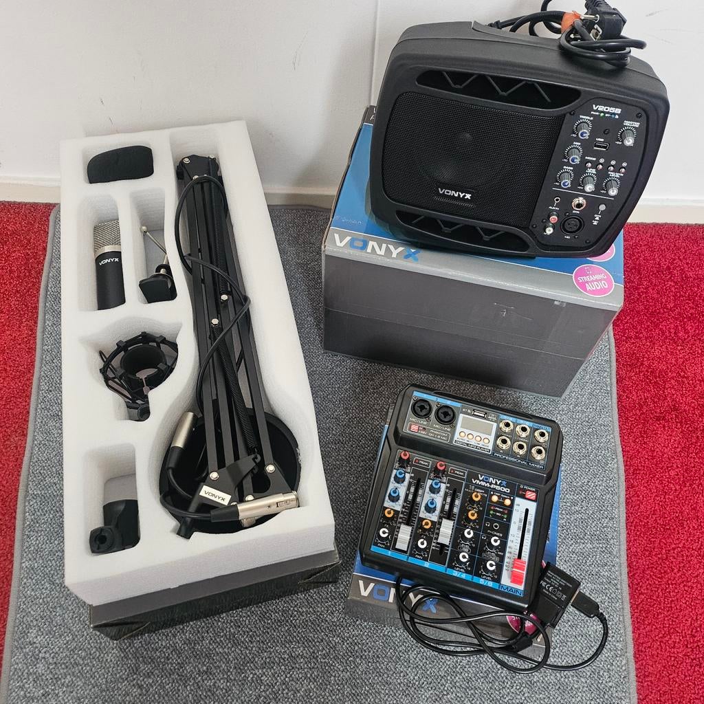 Vonyx Personal monitor, Studio microfoon & Mixer Set € 250-,, Ophalen of Verzenden, Complete set
