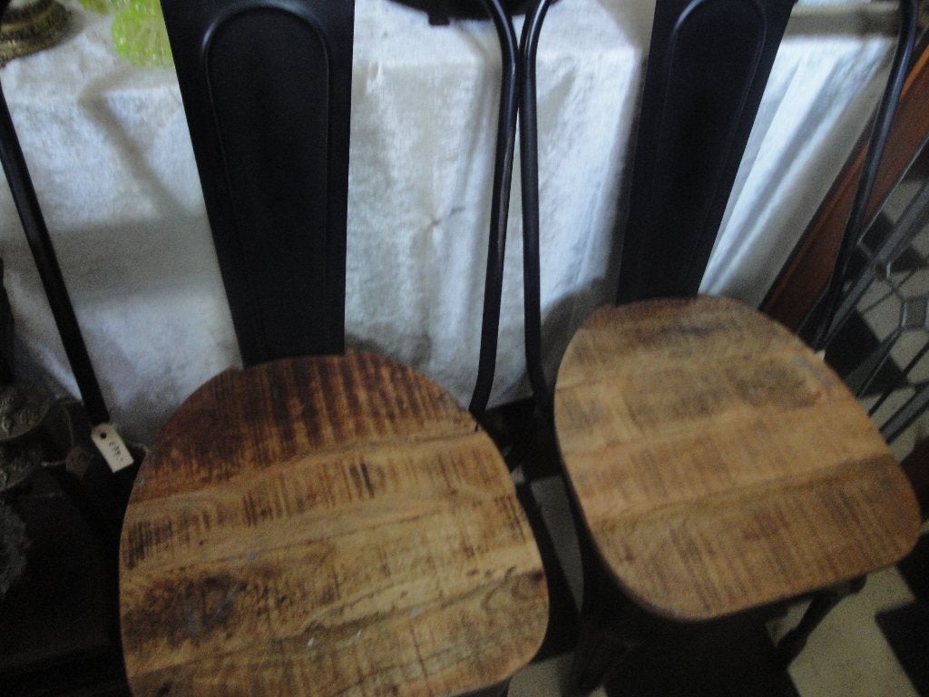 4 stoelen hard hout met metaal, Huis en Inrichting, Stoelen, Ophalen, Zwart, Nieuw, Vier