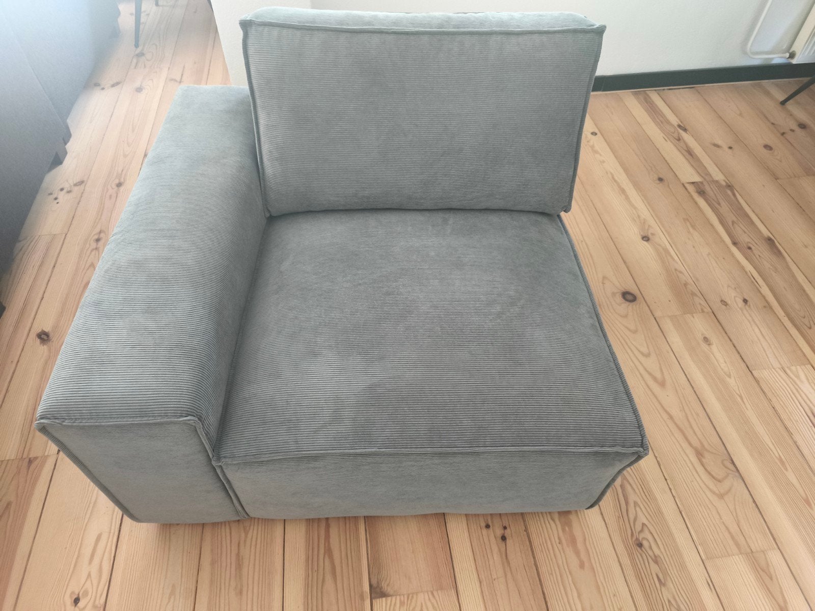 Modulaire bank James eindstuk rib vergrijsd groen, Ophalen, Gebruikt, Eenpersoons, 100 tot 125 cm