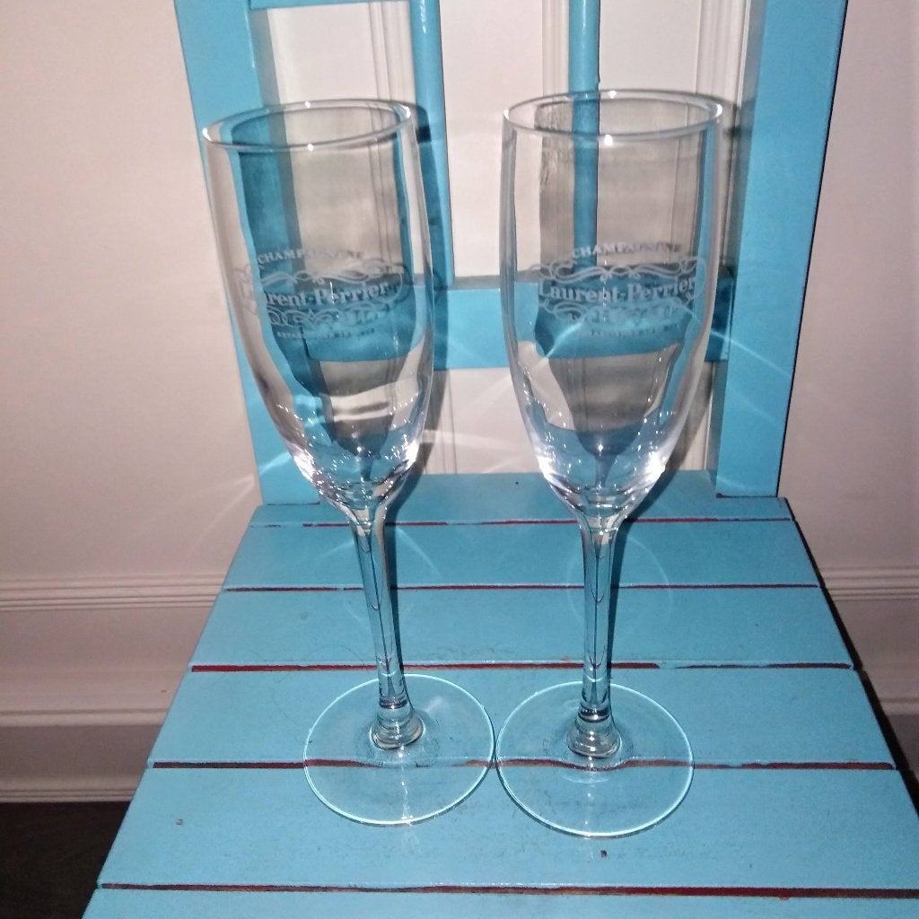 Laurent-Perrier champagneglazen 2 stuks, Ophalen, Glas of Glazen, Gebruikt, Glas