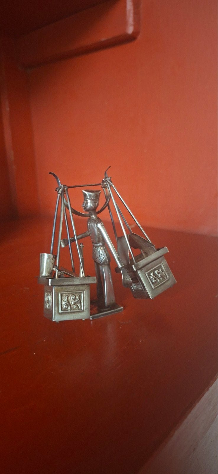 Zilveren Djokja Miniatuur - Straatventer (Moeljodihardjo), Antiek en Kunst, Ophalen of Verzenden, Zilver
