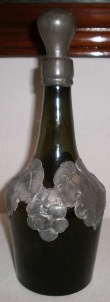 Art-Deco groene karaf met tin beslag, Ophalen of Verzenden