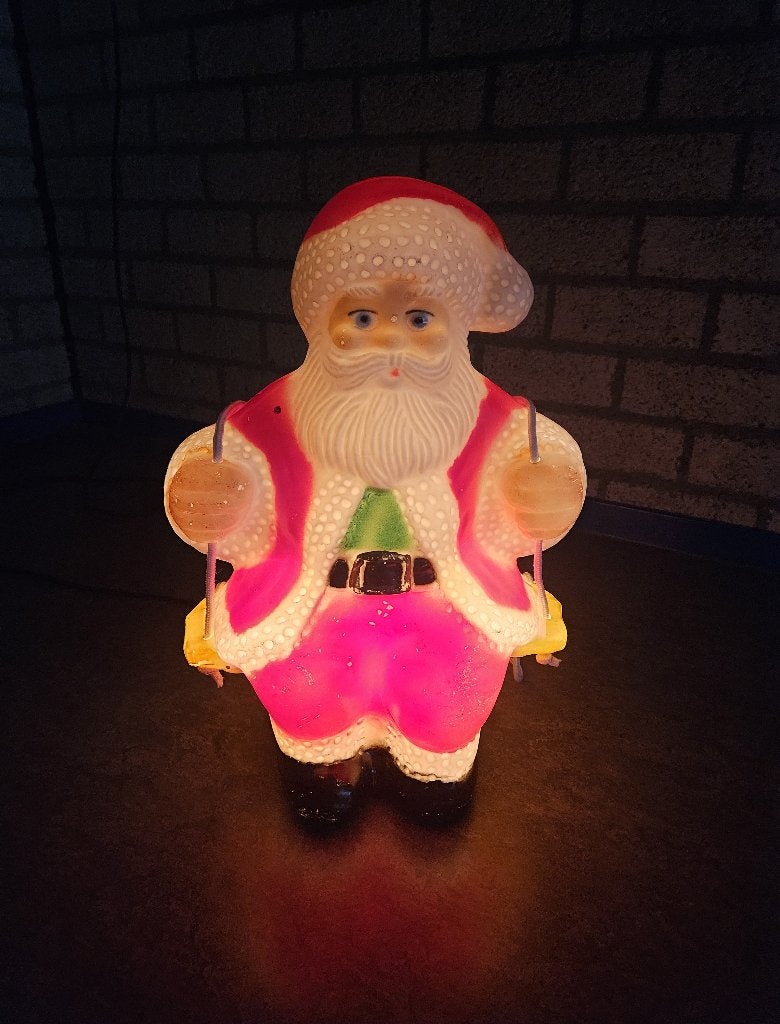Vintage lichtgevende hangende Kerstman / Santa Claus - 49cm, Diversen, Kerst, Ophalen of Verzenden, Gebruikt