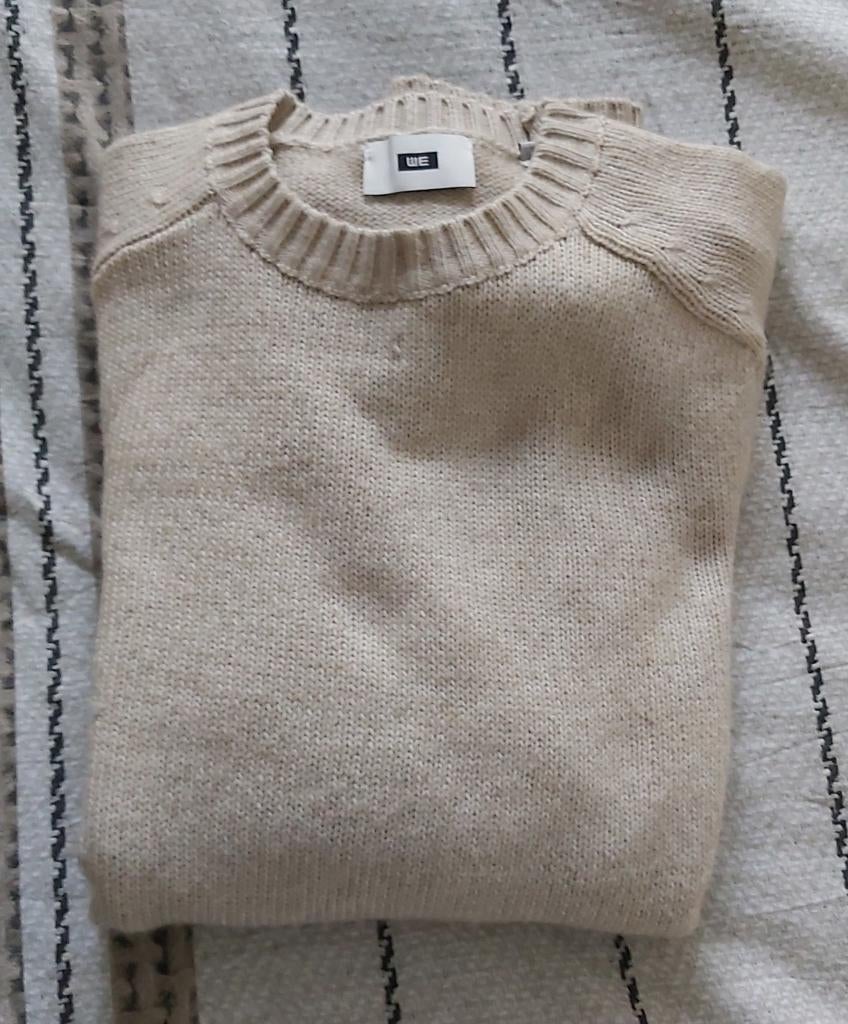 WE Gebreide Pullover Maat M Beige, Kleding | Heren, Maat 48/50 (M), Beige, Ophalen of Verzenden, Zo goed als nieuw
