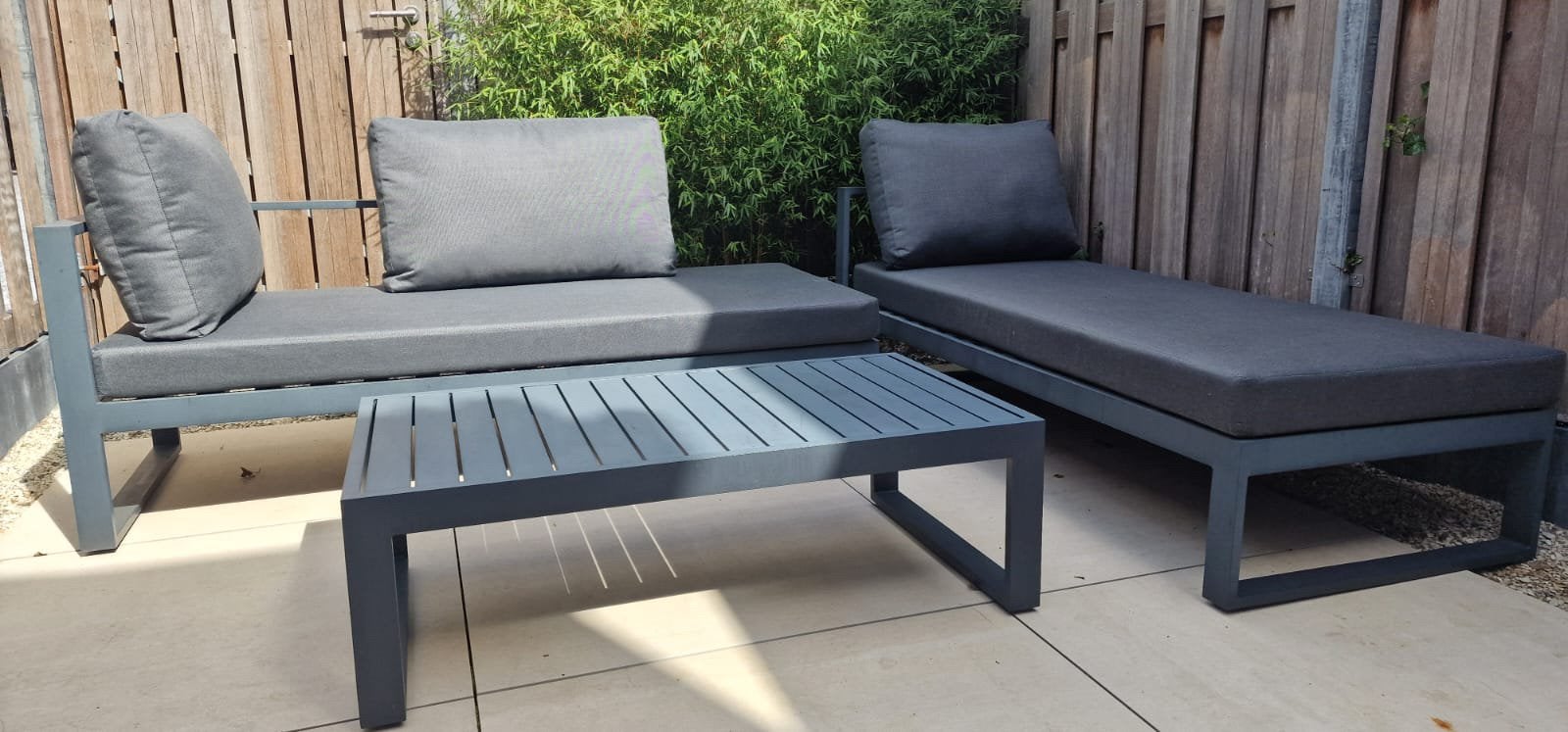 Forza Martone Chaise Loungeset 4-delig, Tuin en Terras, Ophalen, 6 zitplaatsen, Bank, Aluminium