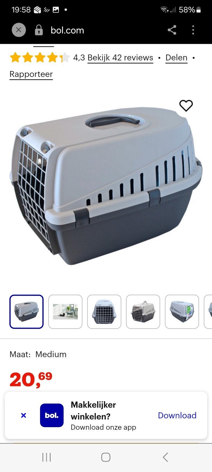 katten/konijnen transportbox, Dieren en Toebehoren, Ophalen, Gebruikt