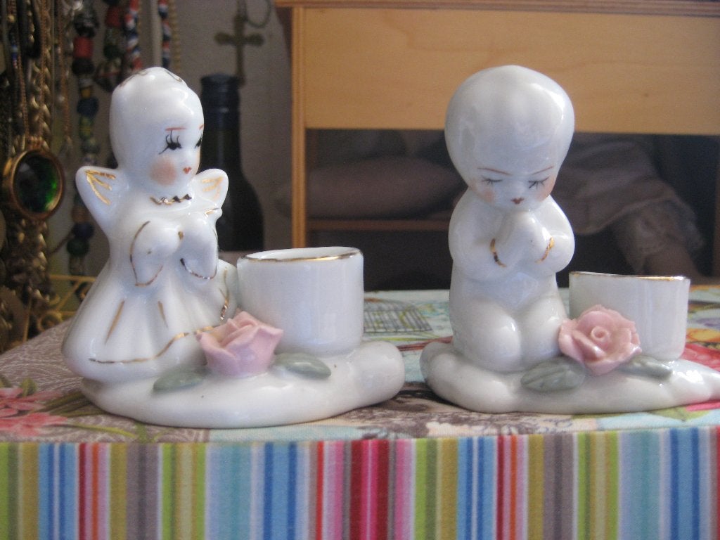 napco vintage beeldjes           kerstsetje kandelaars baby, Verzenden