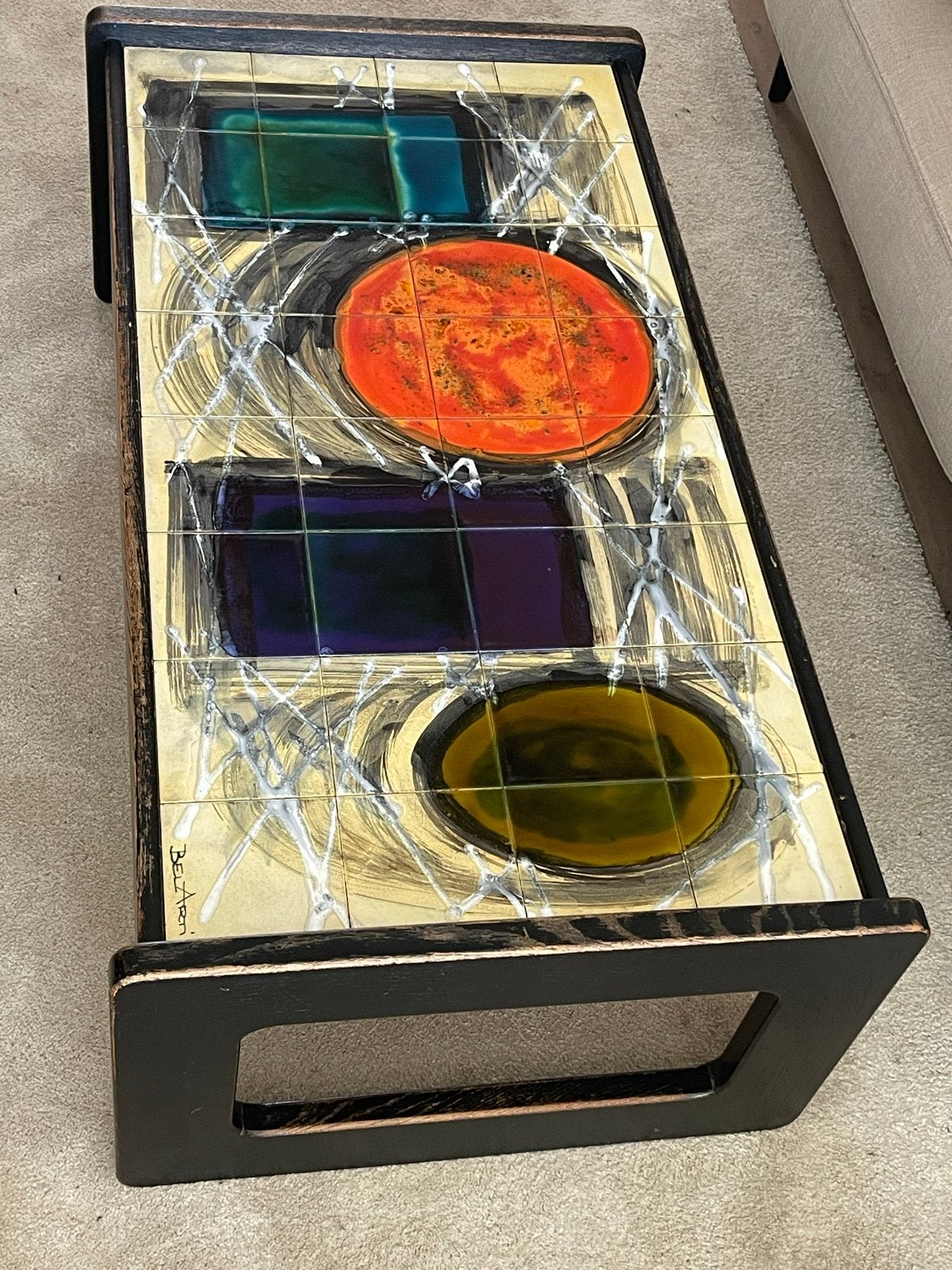 Mid-century BelArti Salontafel met Keramische Tegels, Ophalen