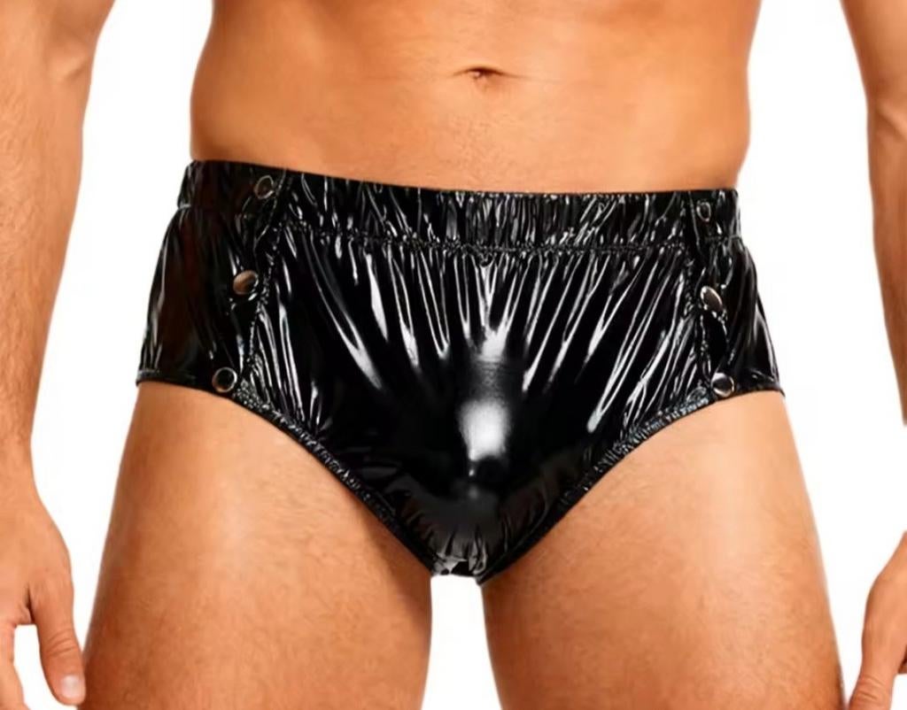Pvc, plastic boxer met drukkers, Verzenden, Zwart, Boxer