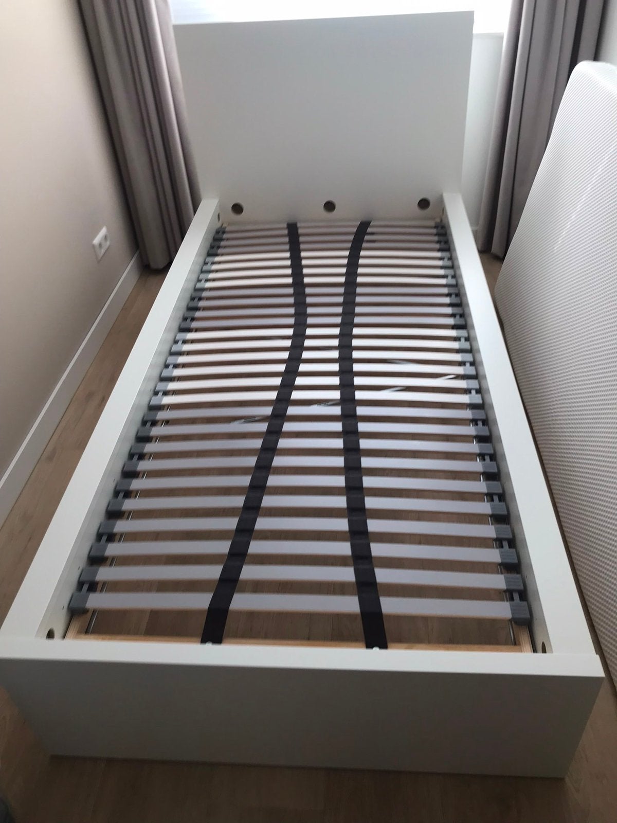 Lattenbodem vlak 90x200cm, Ophalen, 90 cm, Eenpersoons, Wit