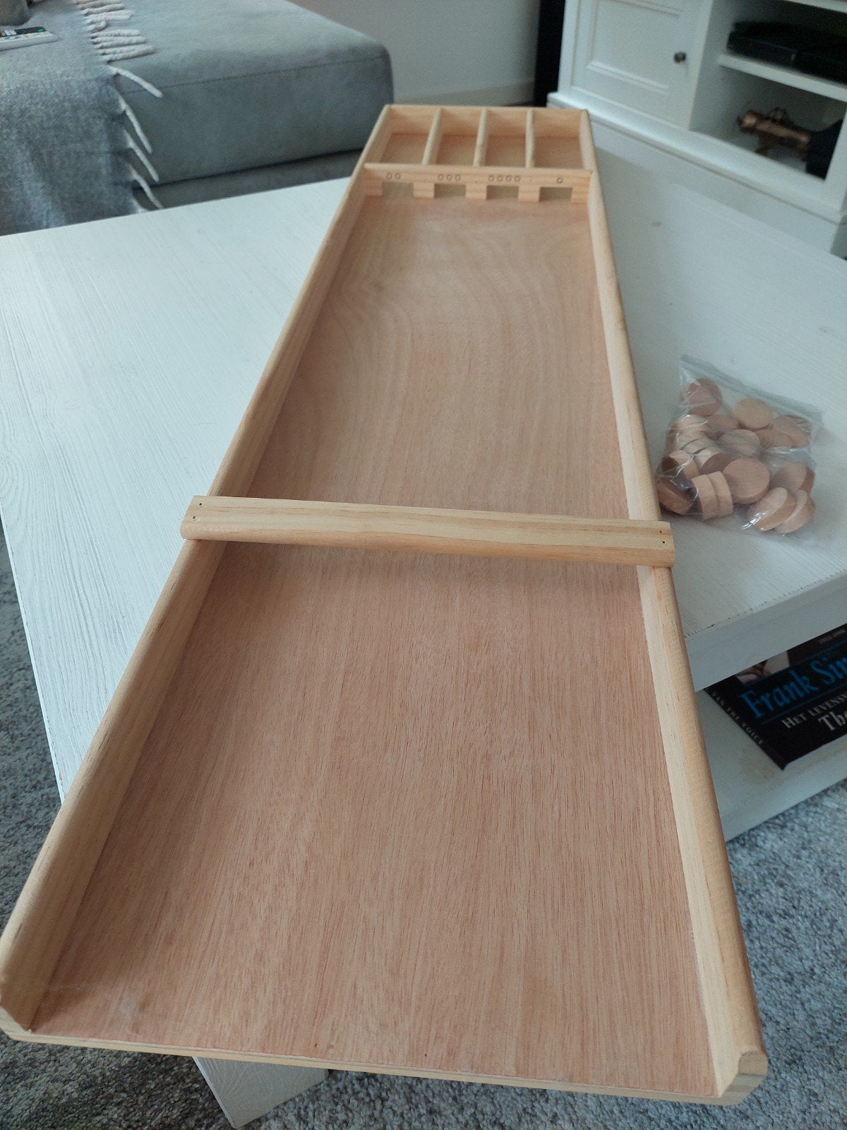 Houten Sjoelbak voor Kinderen - Compleet met Schijven, Ophalen, Zo goed als nieuw, Jongen of Meisje