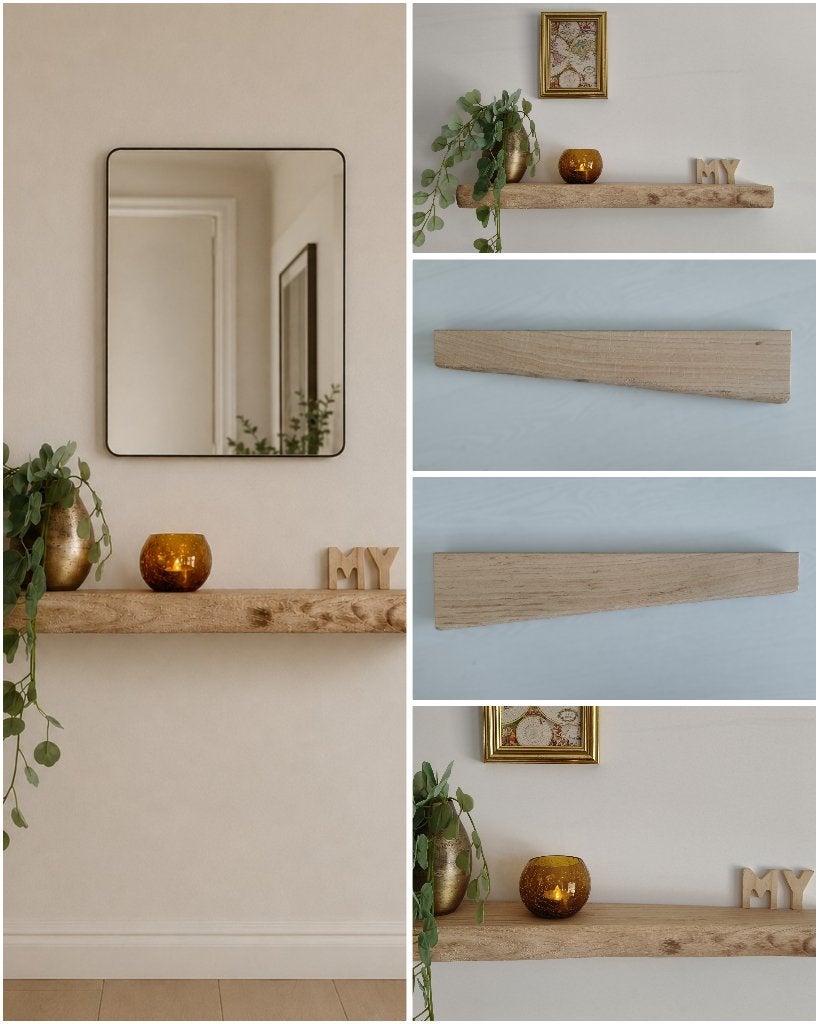 Zwevende eiken wandplank houten decoratie schap 56cm #296, Houtatelier M.Y., Info@myhoutatelier.nl, Nieuw, Ophalen of Verzenden