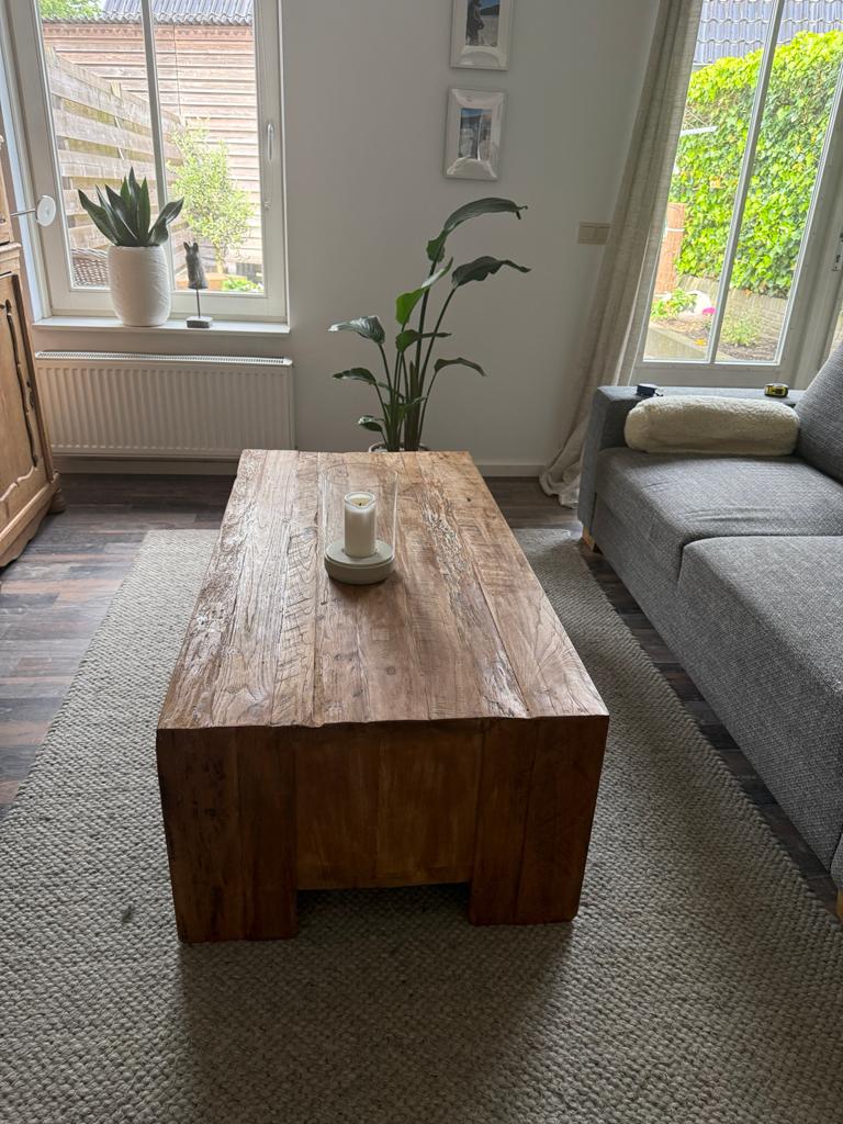 Teakhouten salontafel – 3-delig, Ophalen, 100 tot 150 cm, Teakhout, 50 tot 100 cm