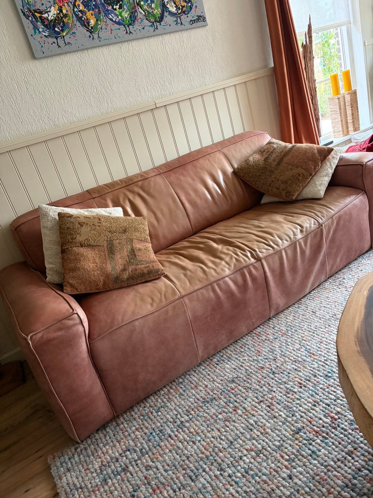 Leren bank ,, Huis en Inrichting, Ophalen, Gebruikt, Leer