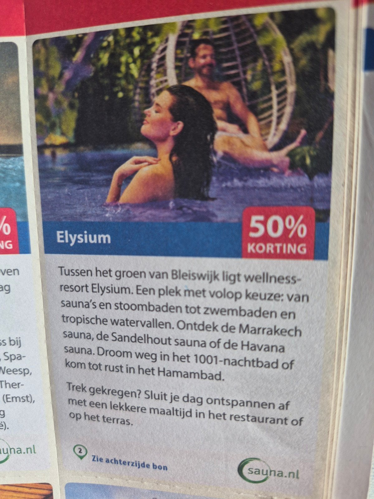 Elysium 50% korting, Eén persoon, Kortingsbon