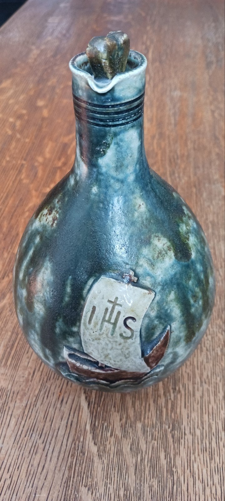WIJWATER KRUIK GEGLAZUURD AARDEWERK  TERRACO  BEESEL 25 CM, Ophalen of Verzenden