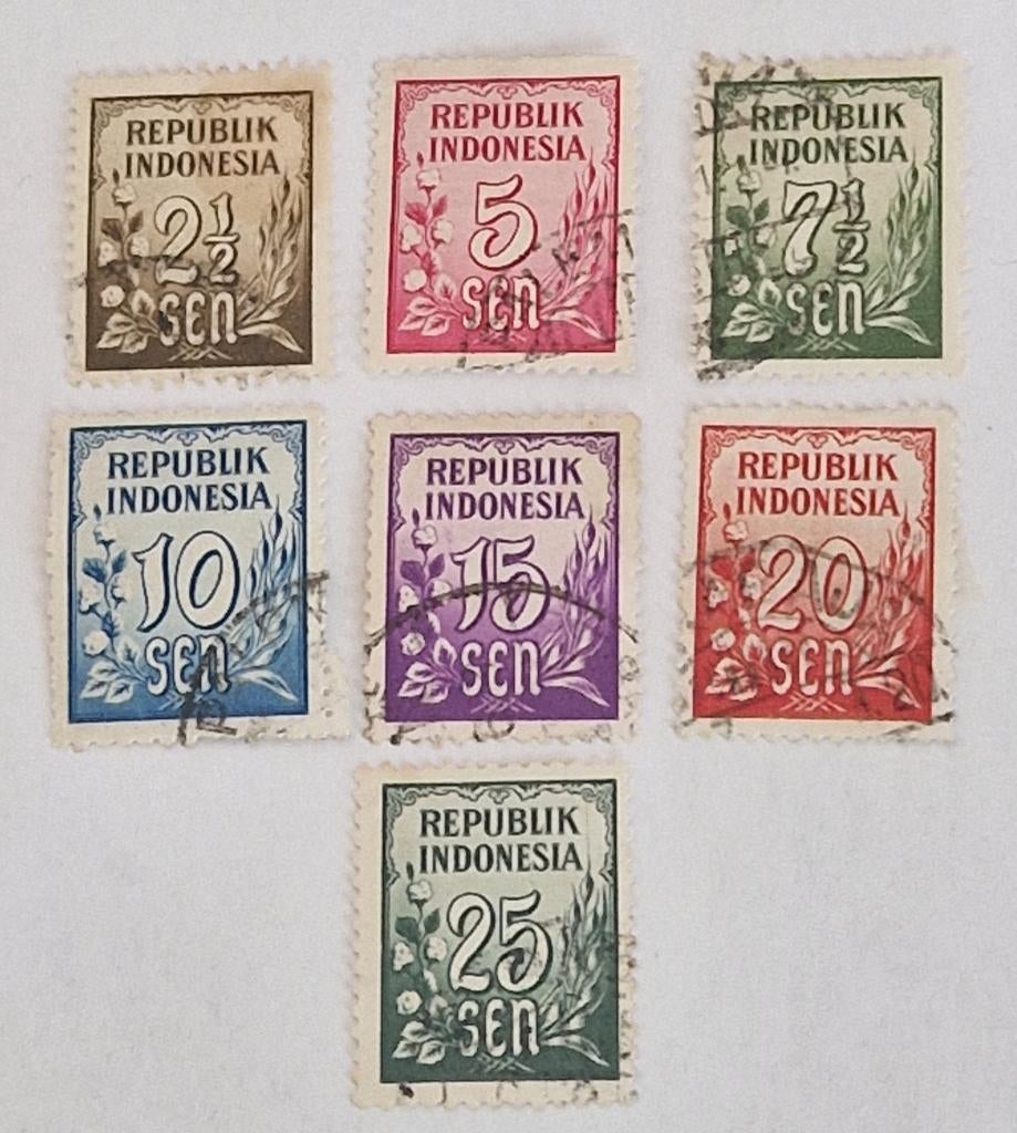Indonesie 1951 - ZBL 74-80 -  Cijfer-  7 van 9, Postzegels en Munten, Ophalen of Verzenden, Gestempeld, Zuidoost-Azië