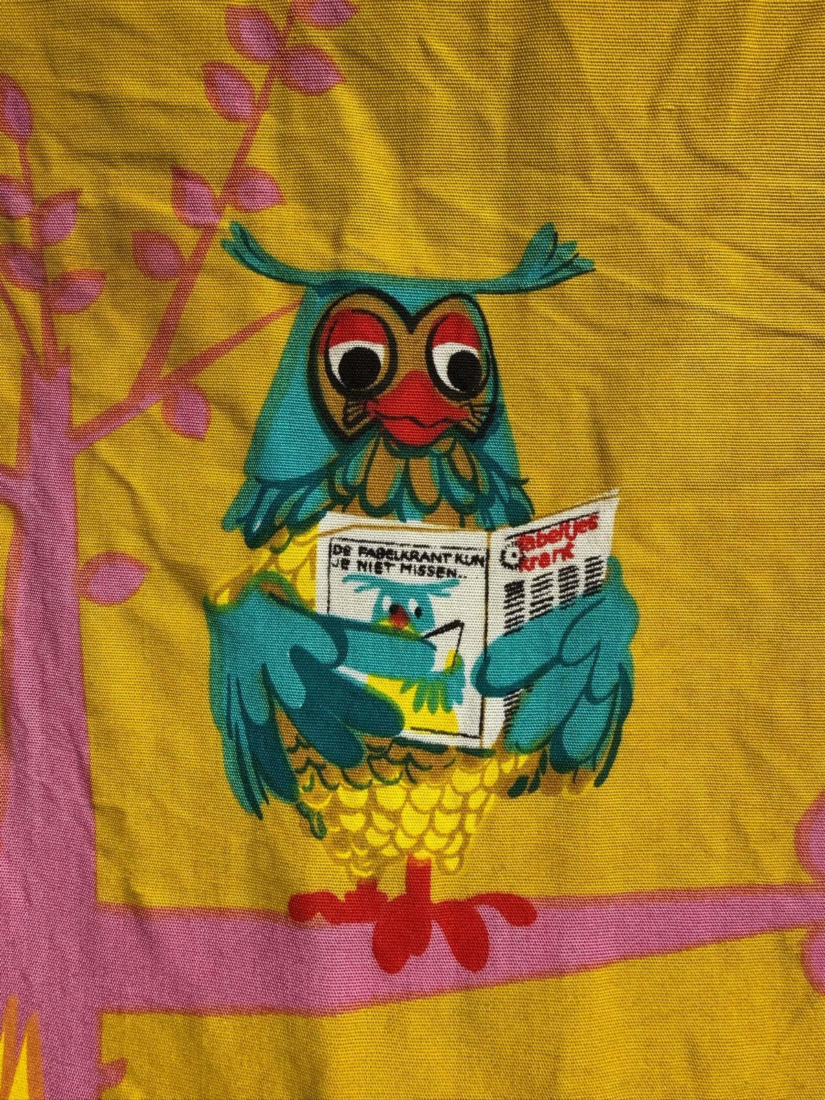 Vintage Fabeltjeskrant Meneer de Uil gordijn 2x - jaren '70, Overige materialen, Gebruikt, Meerkleurig, 120 cm of meer