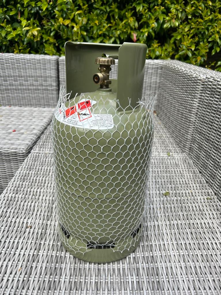 Gevulde gasfles propaan/butaan met gasdrukregelaar, Ophalen, Zo goed als nieuw