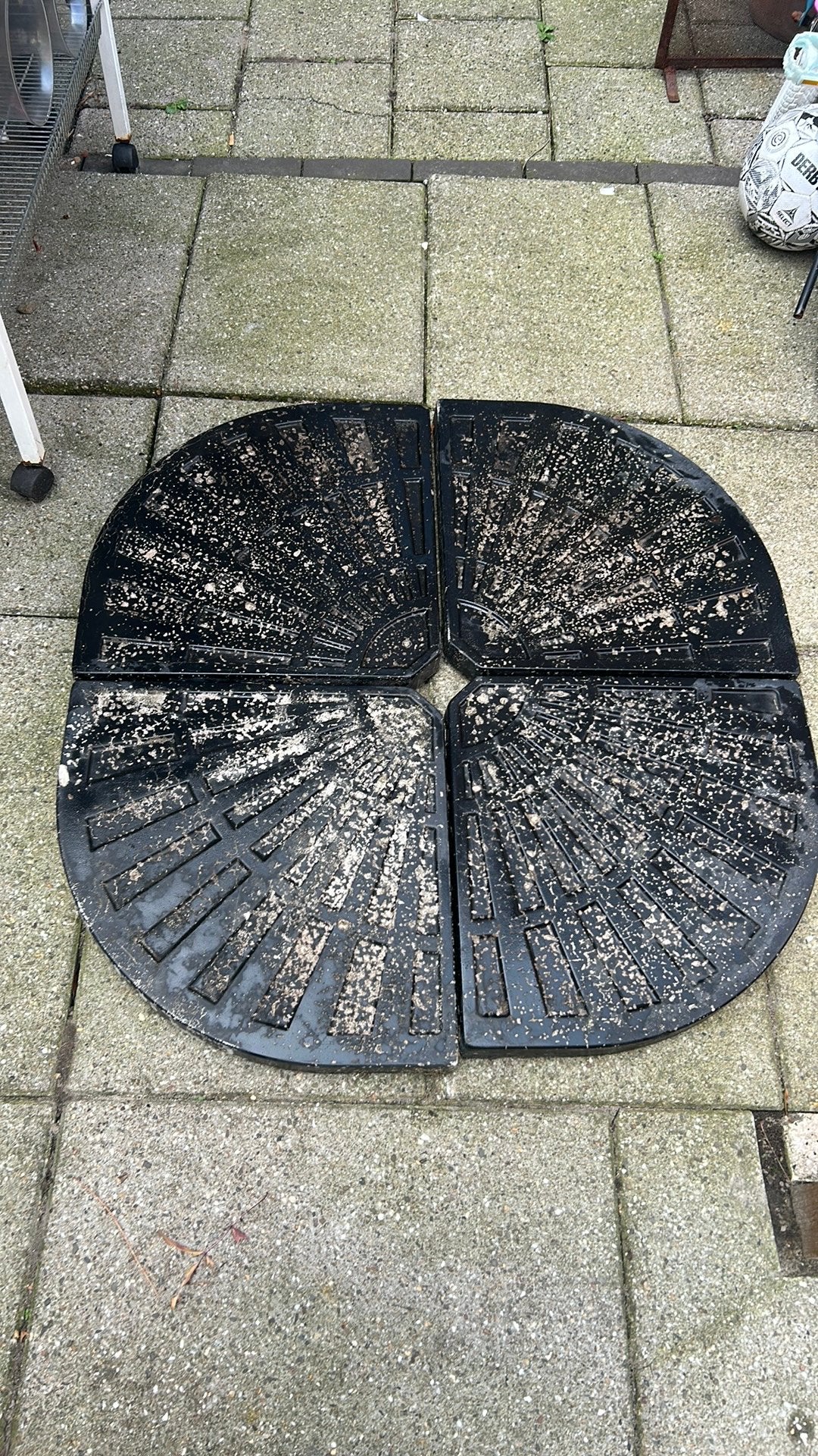 Parasoltegels steen 42x42 cm, Ophalen, Gebruikt, Minder dan 1 meter, Parasolvoet