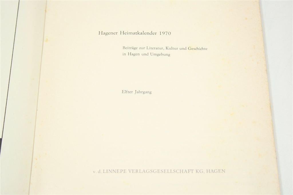 Hagener Heimatkalender — Jg. 11, Cultuur & Geschiedenis 1970, Ophalen of Verzenden, Gelezen, Overige gebieden