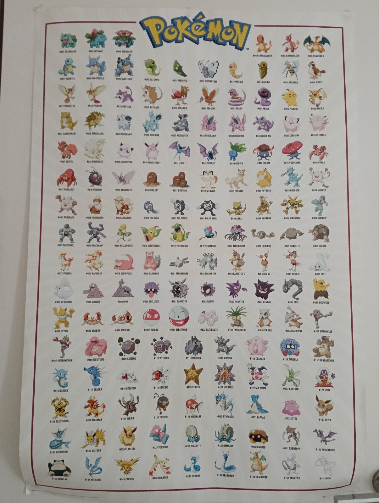 Grote Pokémon poster met 151 pokémons, Deurposter of groter, Ophalen of Verzenden, Film en Tv, Rechthoekig Staand