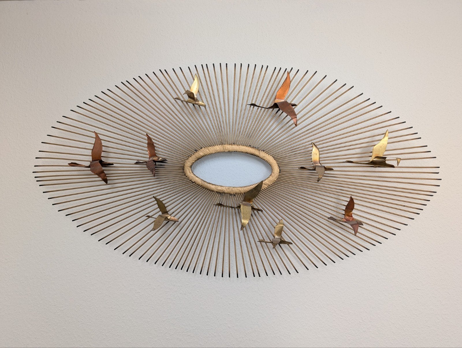 Vintage Curtis Jéré Wandsculptuur - Vogels & Sunburst, Antiek en Kunst, Ophalen