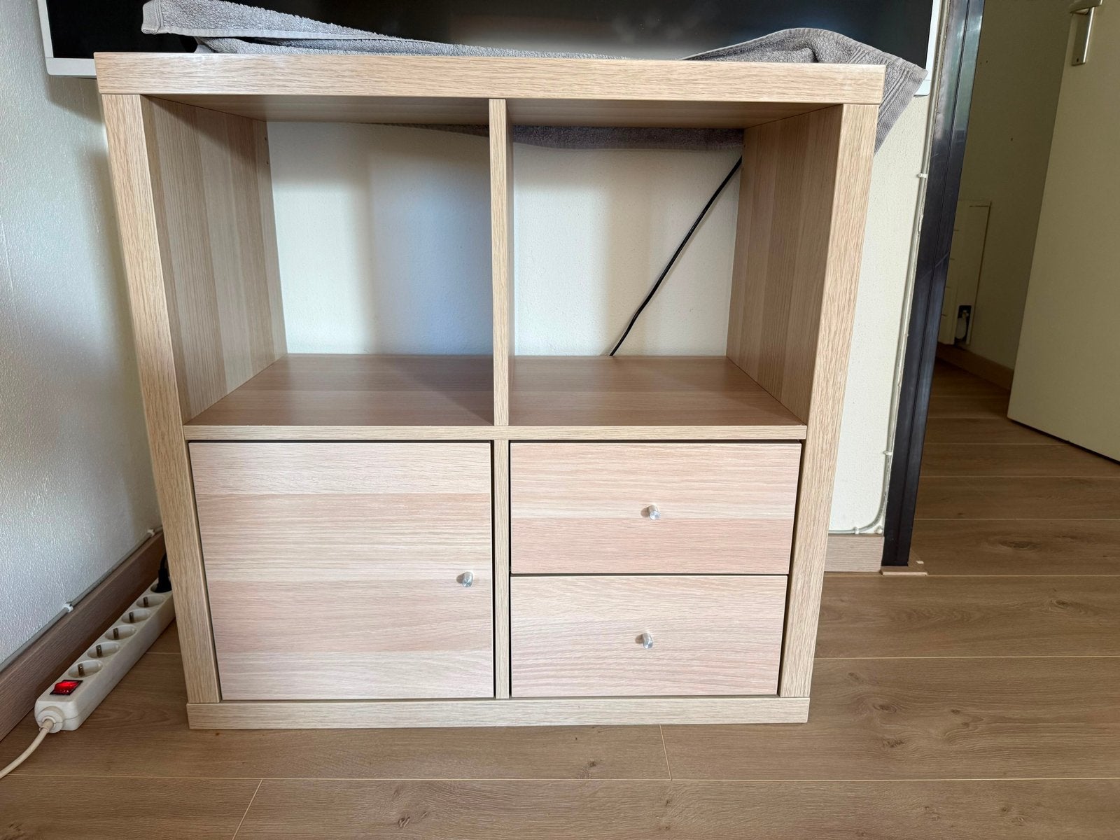 Kallax-kast 2x2 met deur en lade — lichte eiken look, Ophalen, 25 tot 50 cm, 50 tot 100 cm, Minder dan 100 cm