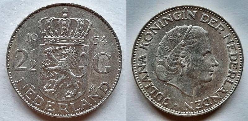 Rijksdaalder 1964 zilver Pr, Verzenden, Koningin Juliana, 2½ gulden, Zilver