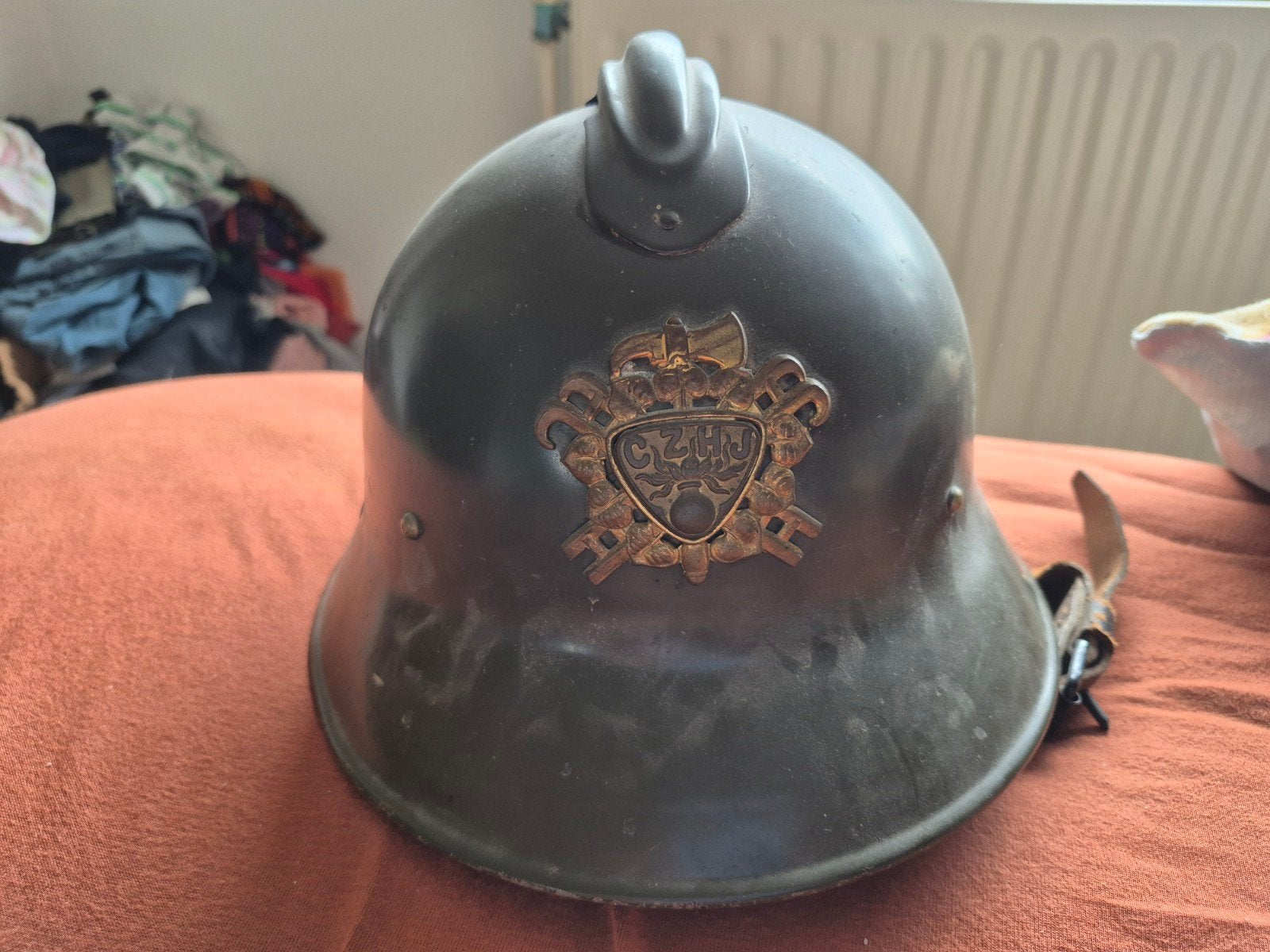 Tsjechische brandweerhelm - circa 1920, Ophalen of Verzenden, Gebruikt