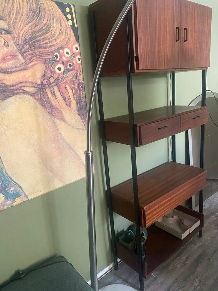 Vintage Wandmeubel design van Simpla Lux ‘60-70s, Ophalen, Teakhout, 50 tot 100 cm, Zo goed als nieuw
