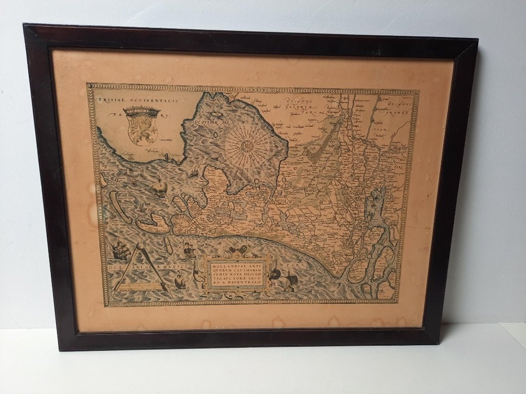 Oude landkaart Holland 1570 Abraham Ortelius, Abraham Ortelius, Landkaart, 1800 tot 2000, Nederland