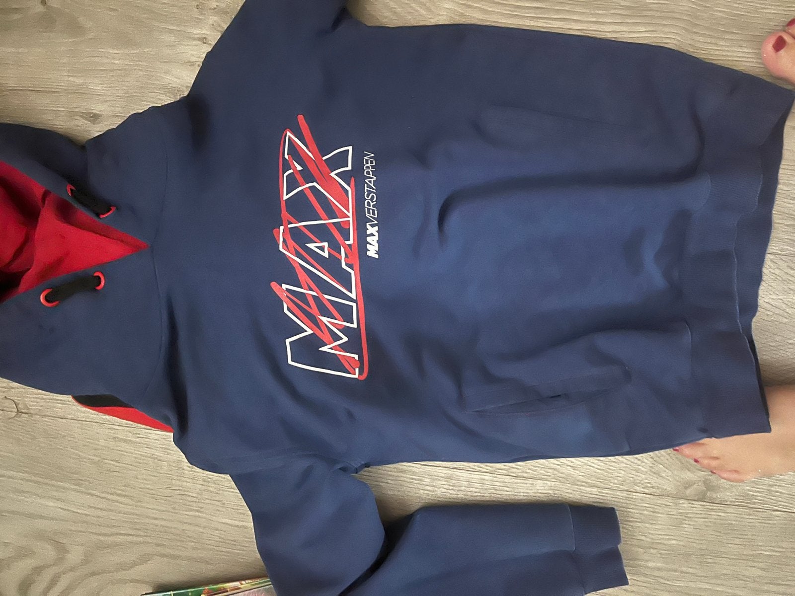 Max Verstappen Hoodie - Blauw/Rood - Maat 164, Ophalen, Gedragen, Overige maten, Blauw