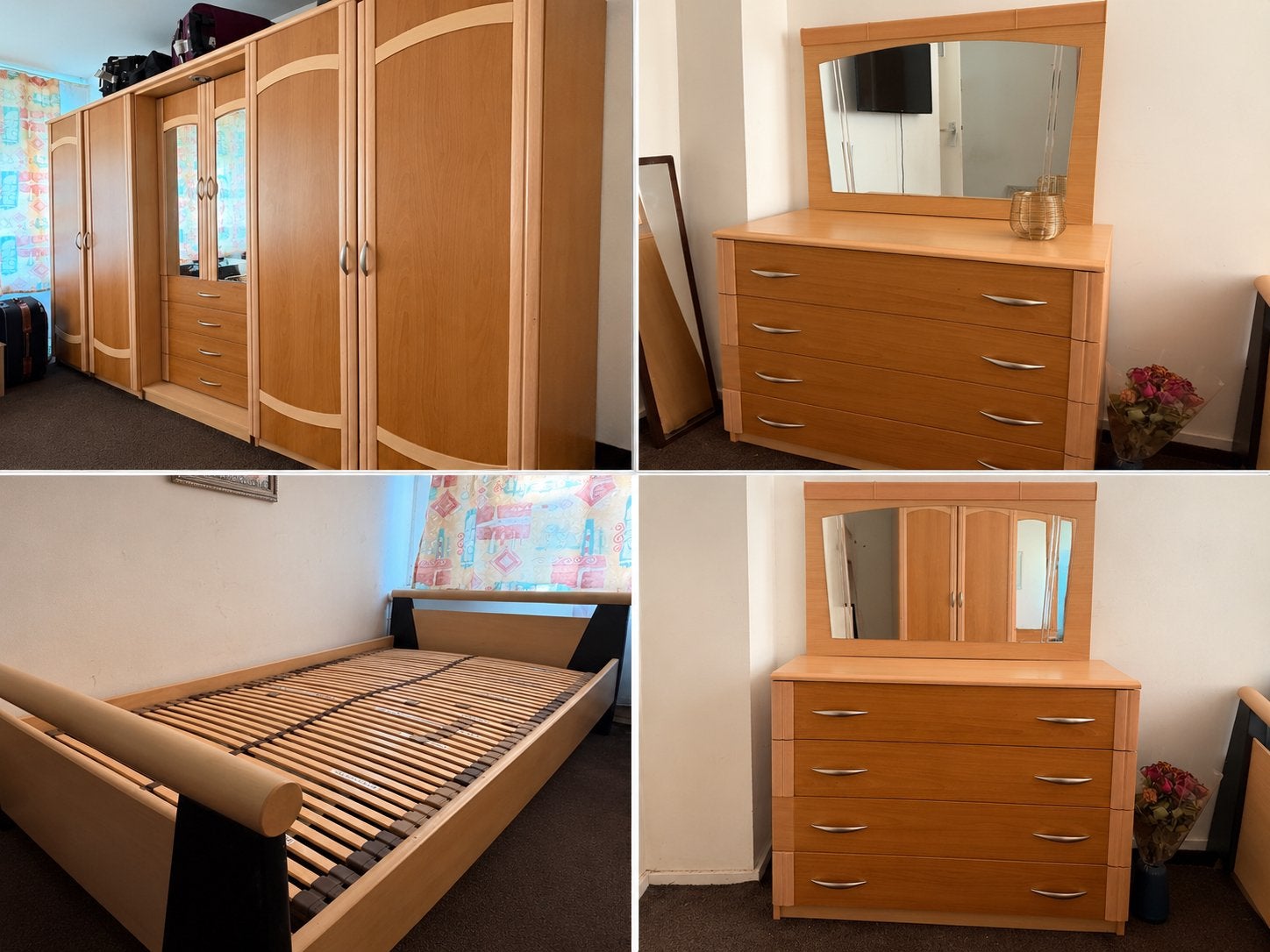 Complete Slaapkamer Set: Kledingkast, Commode, Eenpersoonsbe