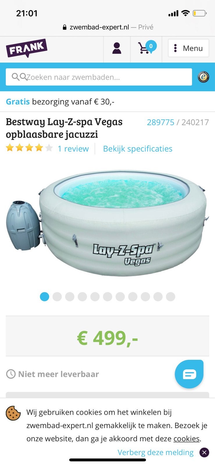 Bestway Lay-Z-Spa Vegas opblaasbare jacuzzi, Ophalen, Gebruikt, Minder dan 80 cm, Opblaaszwembad