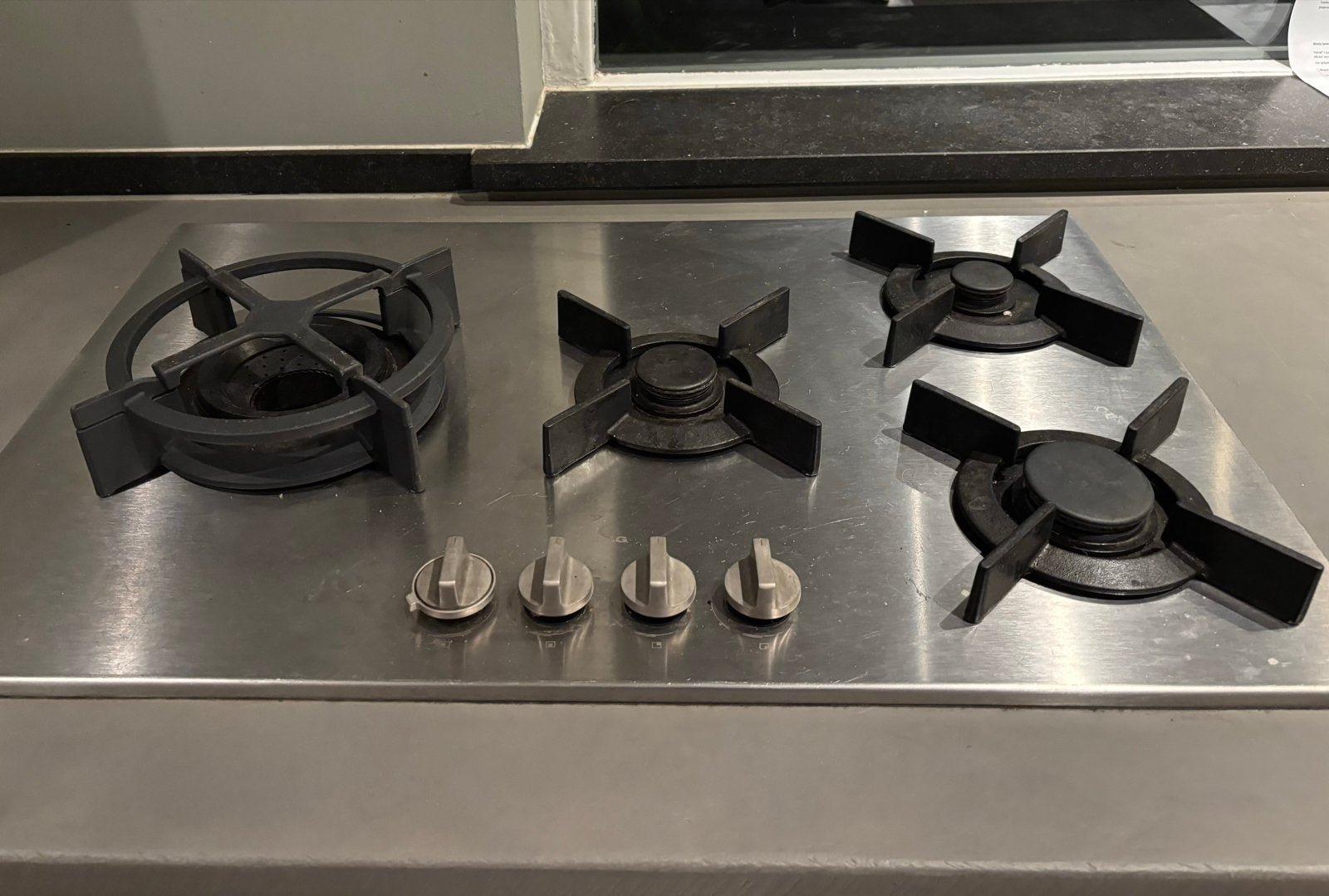 ATAG RVS Gaskookplaat met 4 Kookzones en Wokbrander, Ophalen, Gebruikt, 4 kookzones, Inbouw